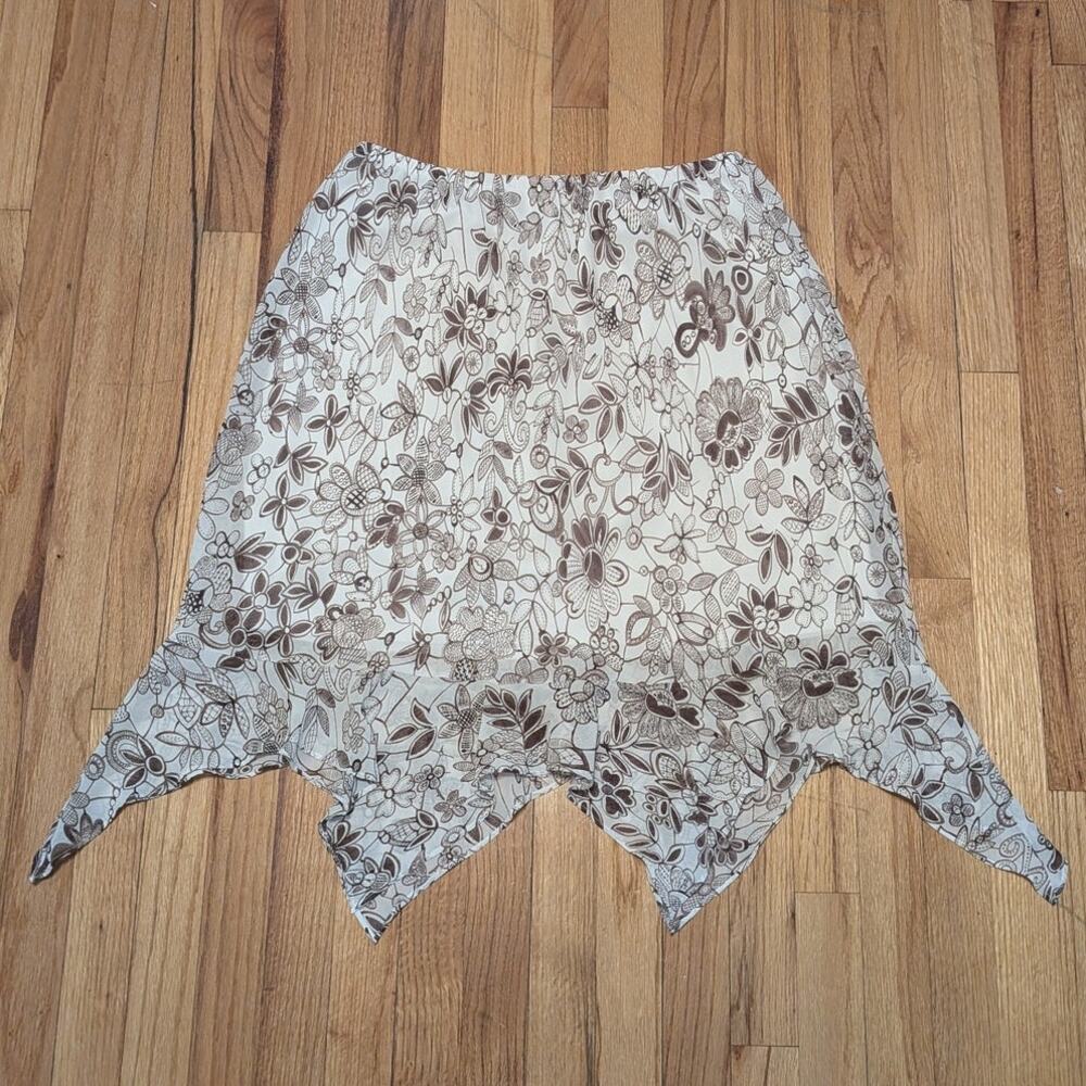 Y2K Fairy Cottagecore Floral Mesh Flowy Handkerchief Skirt